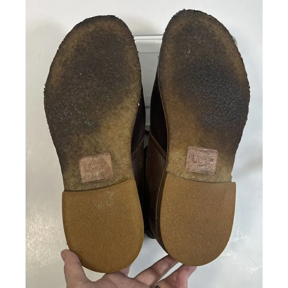Ugg Mens Boots Size 11 US Chukka Desert Brown‎ Leather Suede Leighton Two Tone